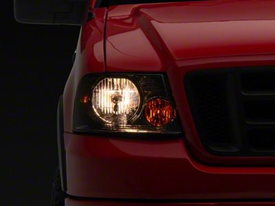 Factory Style Headlights with Amber Corner Lights; Chrome Housing; Smoked Lens (04-08 F-150)