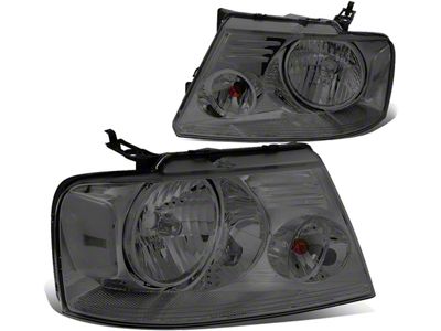 Factory Style Headlights with Clear Corner Lights; Chrome Housing; Smoked Lens (04-08 F-150)