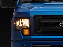Factory Style Headlights with Amber Corner Lights; Black Housing; Clear Lens (09-14 F-150 w/ Factory Halogen Headlights)