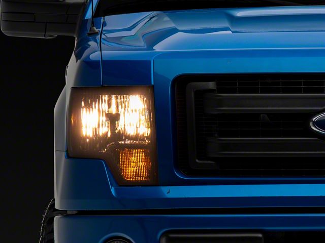 Factory Style Headlights with Clear Corner Lights; Chrome Housing; Smoked Lens (09-14 F-150 w/ Factory Halogen Headlights)