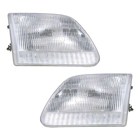 Headlights; Chrome Housing; Clear Lens (97-03 F-150)