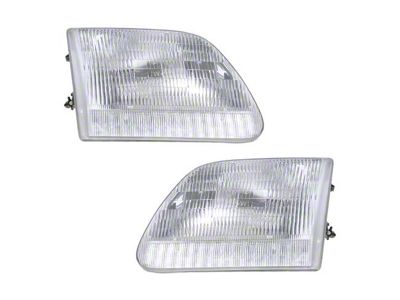 Headlights; Chrome Housing; Clear Lens (97-03 F-150)