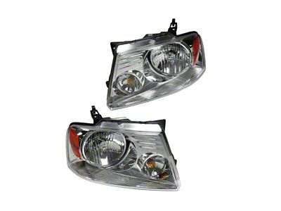 Headlights; Chrome Housing; Clear Lens (04-08 F-150)