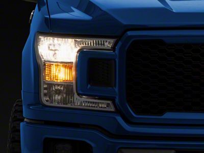 Headlights with Clear Corners; Chrome Housing; Clear Lens (18-20 F-150 w/ Factory Halogen Headlights)