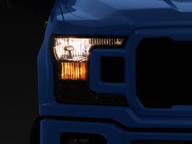 Headlights with Clear Corners; Chrome Housing; Smoked Lens (18-20 F-150 w/ Factory Halogen Headlights)