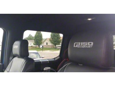Headrest Decals with F-150 EcoBoost Logo; White (15-20 F-150 w/ Leather Seats)