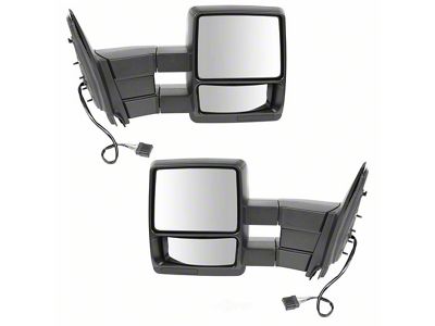 Heated Manual Towing Mirrors; Textured Black (01-03 F-150 SuperCrew)