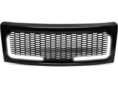 Honeycomb Mesh LED DRL Upper Replacement Grille; Gloss Black (09-14 F-150, Excluding Raptor)