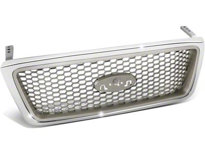 Honeycomb Mesh Style Upper Replacement Grille; Chrome with Beige Insert (04-08 F-150)