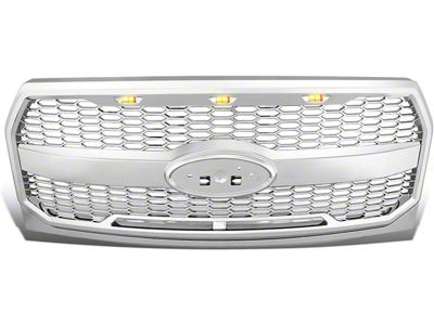 Honeycomb Mesh Upper Replacement Grille with LED Lights; Chrome (15-17 F-150, Excluding Raptor)