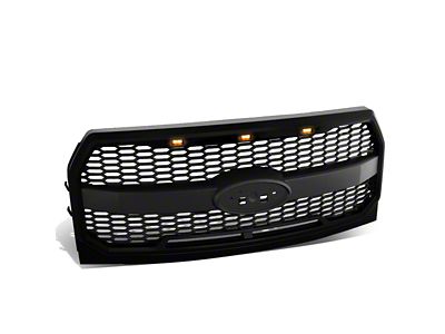 Honeycomb Mesh Upper Replacement Grille with LED Lights; Matte Black (15-17 F-150, Excluding Raptor)