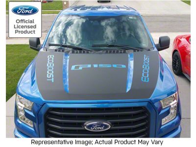 Hood Blackout with F-150 EcoBoost Logo; Carbon Fiber Black (15-20 F-150, Excluding Raptor)