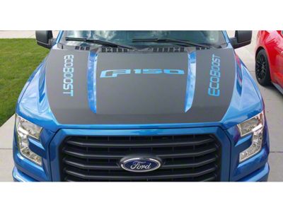 Hood Blackout with F-150 EcoBoost Logo; Gloss Black (15-20 F-150, Excluding Raptor)