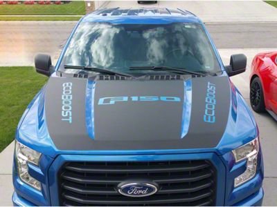 Hood Blackout with F-150 EcoBoost Logo; Matte Black (15-20 F-150, Excluding Raptor)