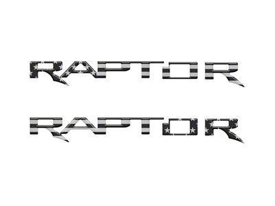Hood Cowl Letter Inserts; Black and Metallic Silver American Flag (21-25 F-150 Raptor)
