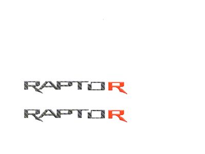 Hood Cowl Letter Inserts; Domed Carbon Fiber with Red R (21-24 F-150 Raptor)