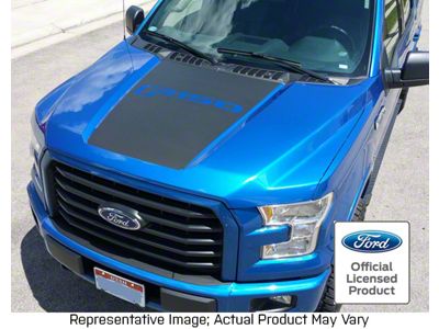 Hood Stripe with F-150 Logo; Blue (15-20 F-150, Excluding Raptor)