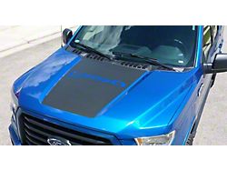 Hood Stripe with F-150 Logo; Matte Black (15-20 F-150, Excluding Raptor)