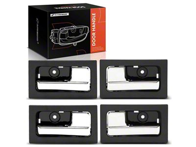 Interior Door Handles; Front and Rear; Textured Black and Chrome (09-14 F-150 SuperCrew w/ Power Locks)