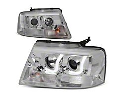 J-Bar LED DRL Projector Headlights with Clear Corners; Chrome Housing; Clear Lens (04-08 F-150)