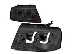 J-Bar LED DRL Projector Headlights with Clear Corners; Chrome Housing; Smoked Lens (04-08 F-150)