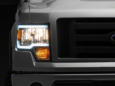LED Bar Factory Style Headlights; Chrome Housing; Clear Lens (09-14 F-150 w/ Factory Halogen Headlights)