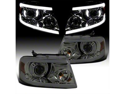 LED Bar Projector Style Headlights; Chrome Housing; Clear Lens (04-08 F-150)