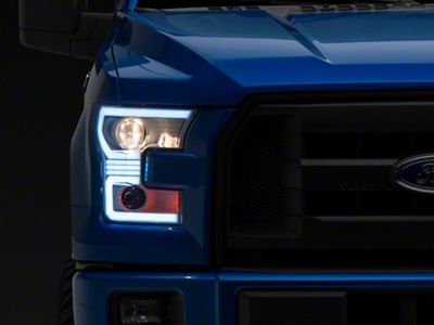 LED Bar Projector Style Headlights; White Housing; Clear Lens (15-17 F-150 w/ Factory Halogen Headlights)