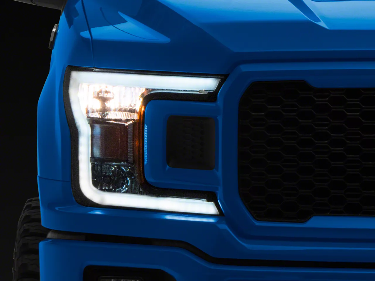 F150 LED DRL Halogen Headlights; Black Housing; Clear Lens (1820 F