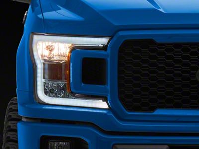 LED DRL Halogen Headlights; Chrome Housing; Clear Lens (18-20 F-150 w/ Factory Halogen Headlights)