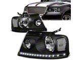 LED DRL Headlights; Black Housing; Clear Lens (04-08 F-150)