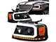 LED DRL Projector Headights with Amber Corners; Black Housing; Clear Lens (04-08 F-150)