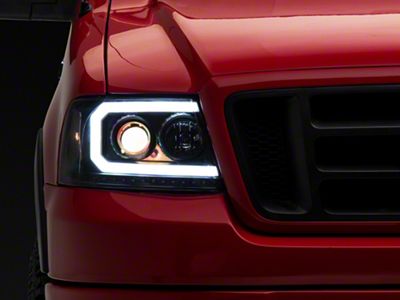 LED DRL Projector Headights with Clear Corners; Black Housing; Clear Lens (04-08 F-150)