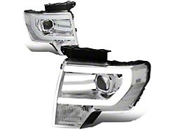 LED DRL Projector Headlights; Chrome Housing; Clear Lens (09-14 F-150 w/ Factory Halogen Headlights)