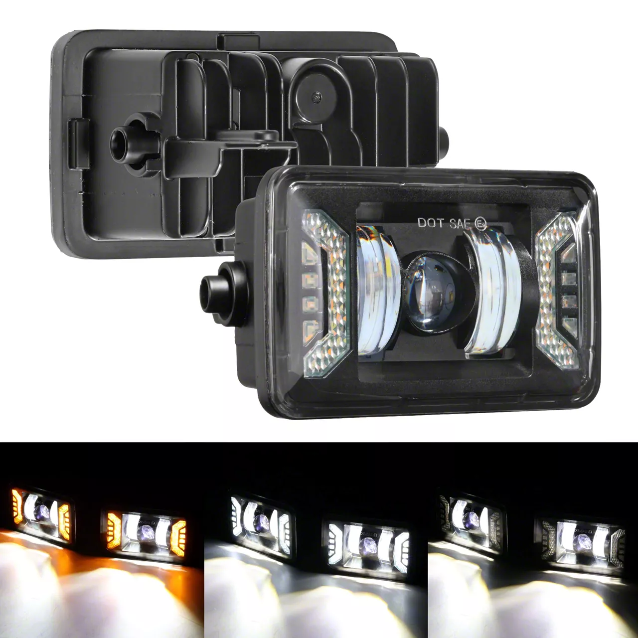 F150 LED Fog Lights with DRL and Amber Turn Signal; Black Housing (15