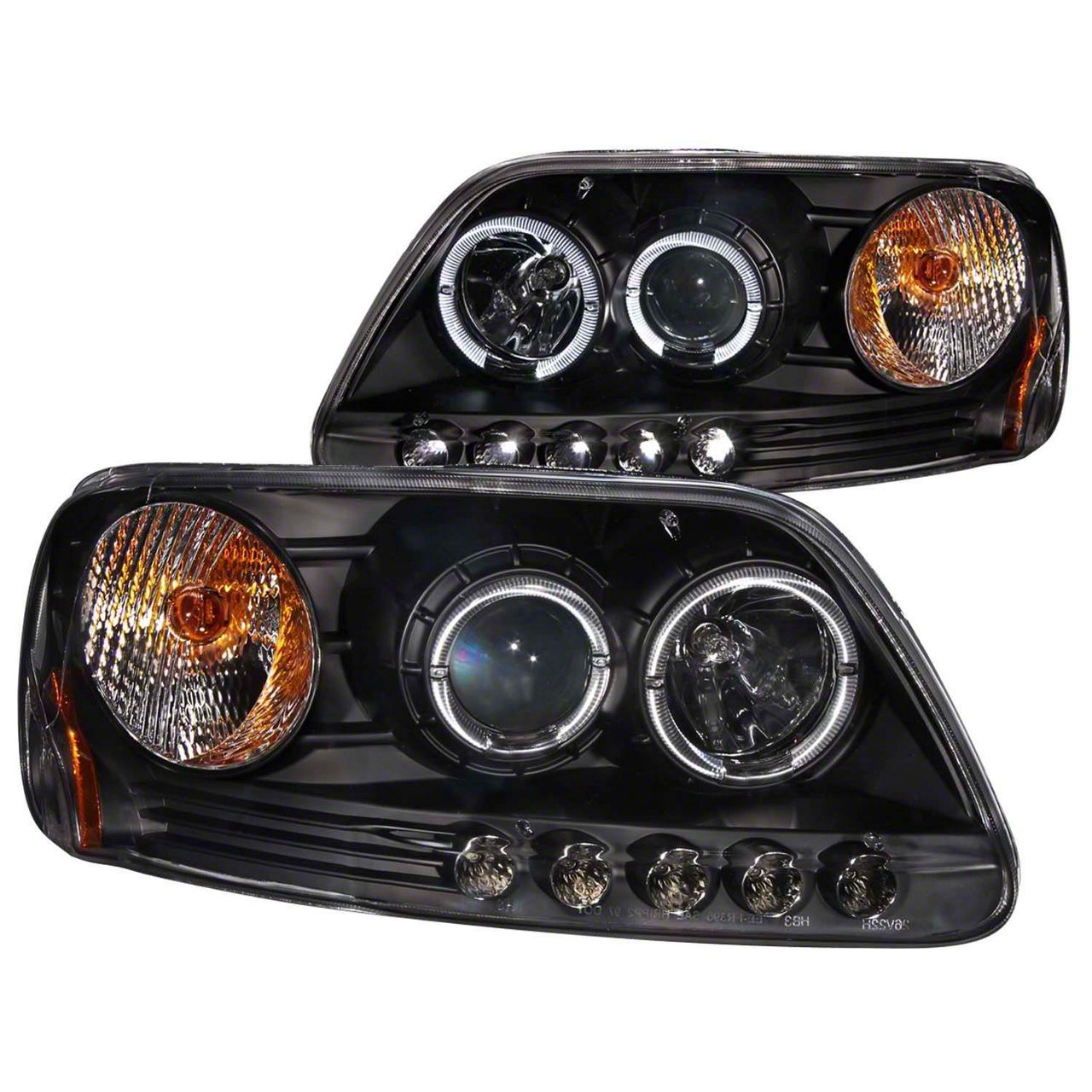 LED Halo Projector Headlights; Black Housing; Clear Lens (97-03 F-150)