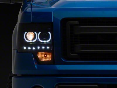 LED Halo Projector Headlights; Black Housing; Smoked Lens (09-14 F-150 w/o Factory HID Headlights)