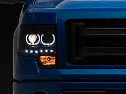 LED Halo Projector Headlights; Black Housing; Smoked Lens (09-14 F-150 w/o Factory HID Headlights)
