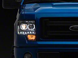 LED Halo Projector Headlights; Chrome Housing; Clear Lens (09-14 F-150 w/o Factory HID Headlights)