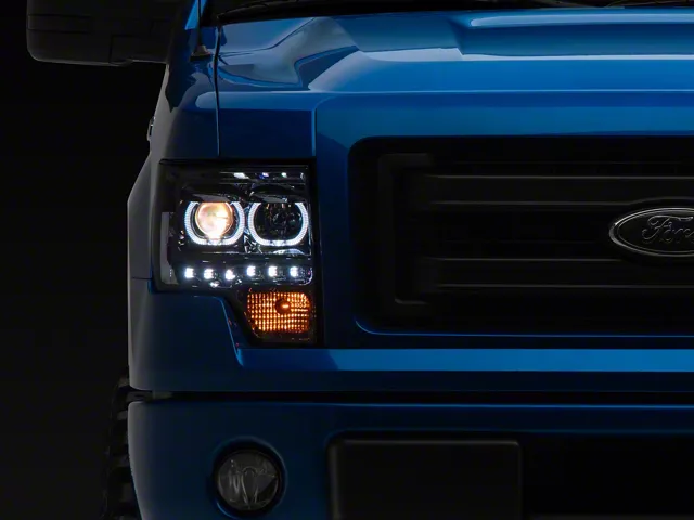 LED Halo Projector Headlights; Chrome Housing; Smoked Lens (09-14 F-150 w/o Factory HID Headlights)