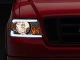 LED Strip Projector Headlights; Chrome Housing; Clear Lens (04-08 F-150)