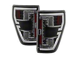 LED Tail Lights; Black Housing; Clear Lens (21-23 F-150 w/ Factory Halogen BLIS Tail Lights)
