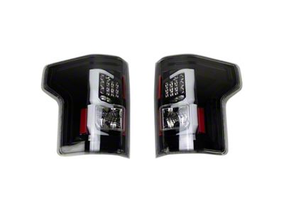 LED Tail Lights; Black Housing; Clear Lens (15-17 F-150 w/ Factory Halogen Non-BLIS Tail Lights)