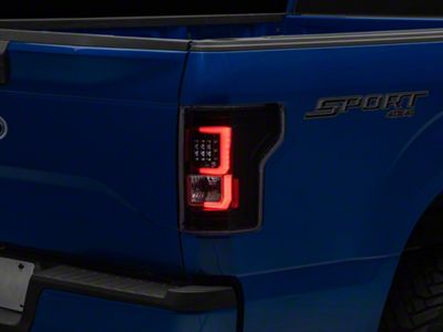 LED Tail Lights; Black Housing; Clear Lens (15-17 F-150 w/ Factory Halogen Non-BLIS Tail Lights)