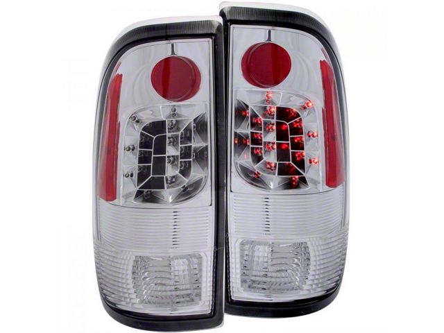 LED Tail Lights; Chrome Housing; Clear Lens (97-03 F-150 Styleside, Excluding SuperCrew)