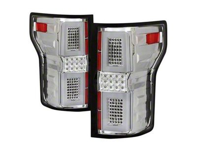 LED Tail Lights; Chrome Housing; Clear Lens (15-17 F-150 w/ Factory Halogen Non-BLIS Tail Lights)