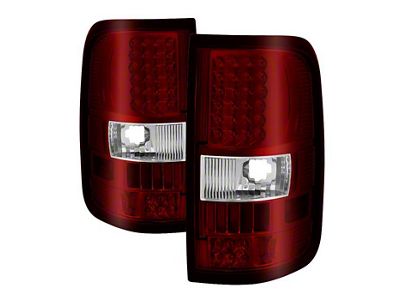LED Tail Lights; Chrome Housing; Red Clear Lens (04-08 F-150 Styleside)