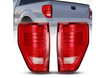 LED Tail Lights; Chrome Housing; Red Lens (09-14 F-150 Styleside)