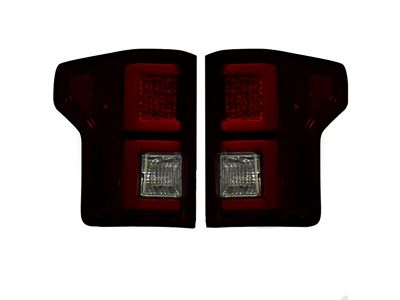 LED Tail Lights; Black Housing; Dark Red Smoked Lens (15-17 F-150 w/ Factory Halogen Non-BLIS Tail Lights)