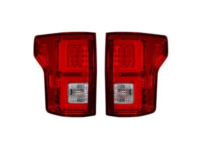 LED Tail Lights; Chrome Housing; Red Lens (15-17 F-150 w/ Factory Halogen Non-BLIS Tail Lights)